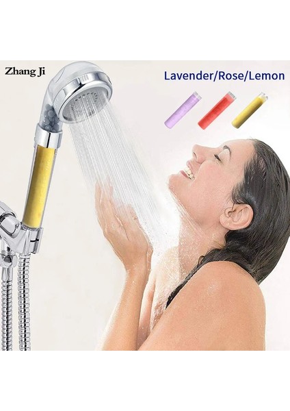 Sarı Tarzı Zhangji Aroma Filtresi Vitamkin Bakım Duş Başlığı Limon Lavanta Gül Kokusu Banyo Yüksek Basınçlı Koku Duş Başlığı (Yurt Dışından)