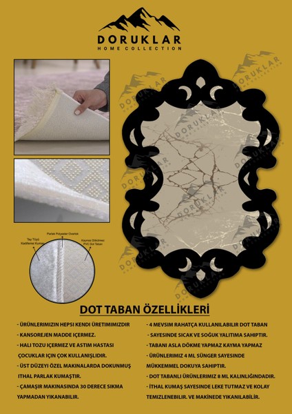 Kaymaz Taban Yıkanabilir Dijital Baskı Dekoratif Modern Desenli Elegance Serisi Lazer Kesim Dot Taban Halı ELG29 fiyatları