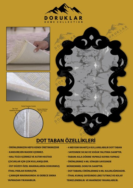 Kaymaz Taban Yıkanabilir Dijital Baskı Dekoratif Modern Desenli Elegance Serisi Lazer Kesim Dot Taban Halı ELG28 fiyatları