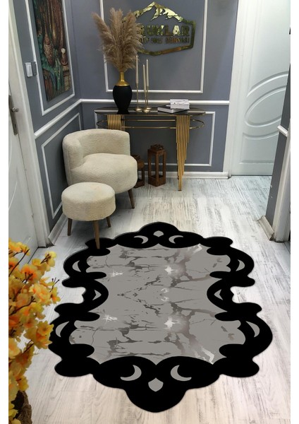 Kaymaz Taban Yıkanabilir Dijital Baskı Dekoratif Modern Desenli Elegance Serisi Lazer Kesim Dot Taban Halı ELG28