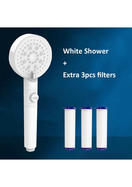 Gri ve Filtre Stili Zloog 5 Modu Ayarlanabilir Siyah Banyo Duş Başlığı Yüksek Basınçlı Su Tasarruflu Duş Başlığı Durdurma Düğmesi ile Pamuk Filtre Duş (Yurt Dışından)
