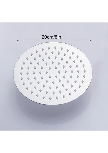 20CM 8in Yuvarlak Tarz Krom Everso Yağmur Duş Başlığı Paslanmaz Çelik Ultra Kule Başlıklar Krom F Yuvarlak ve Kare Yağmur Duşu (Yurt Dışından)