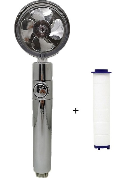 Gümüş Tarzı 360 Derece Dönen Yağış Duş Başlığı Yüksek Basınçlı Püskürtme Memesi Su Tasarrufu Küçük Fan ile El Banyo Aksesuarları (Yurt Dışından)