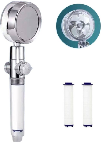 Filtre Stiliyle Gümüş 360 Derece Dönen Duş Başlığı Ower Head Su Tasarrufu Akışı Küçük Fan ile Abs Yağmur Yüksek Basınçlı Püskürtme Memesi Banyo (Yurt Dışından)
