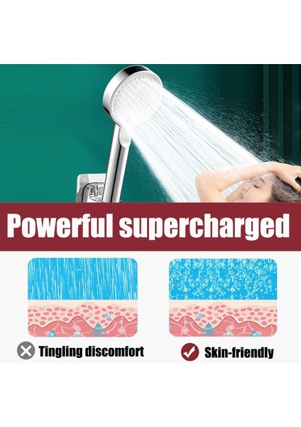 Siyah Stil Su Tasarruflu Duş 6 Mod Kafa Yüksek Basınçlı Turbo Duş Ayarlanabilir Tek Tuşla Durdurma Su Masajı Eko Duş Banyo Aksesuarları (Yurt Dışından)