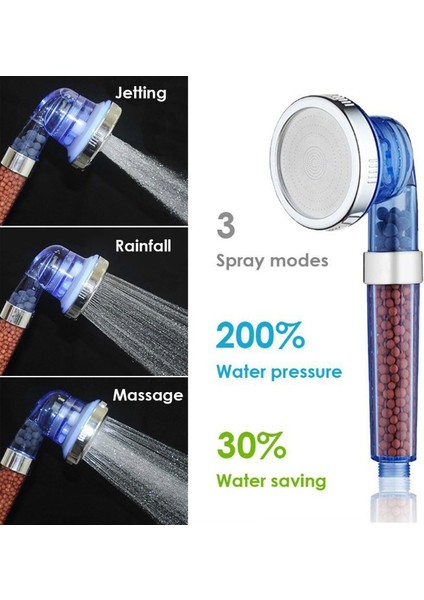 Beyazekstra Bir Filtre Stili 3 Mod Yüksek Basınçlı Anyon Spa Duş Başlığı Yedek Filtre Topları Duş El Tipi Su Tasarruflu Duş Başlığı, Hortum ve Tutucu ile (Yurt Dışından)