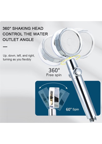 Filtre Stiliyle Kırmızı 360 Döndürülmüş Duş Başlığı Yüksek Basınçlı Su Tasarruflu Duş Püskürtme Memesi Küçük Fan ile El Duş Başlığı Banyo Aksesuarları (Yurt Dışından)