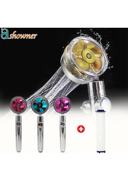 Filtre Stiliyle Kırmızı 360 Döndürülmüş Duş Başlığı Yüksek Basınçlı Su Tasarruflu Duş Püskürtme Memesi Küçük Fan ile El Duş Başlığı Banyo Aksesuarları (Yurt Dışından)