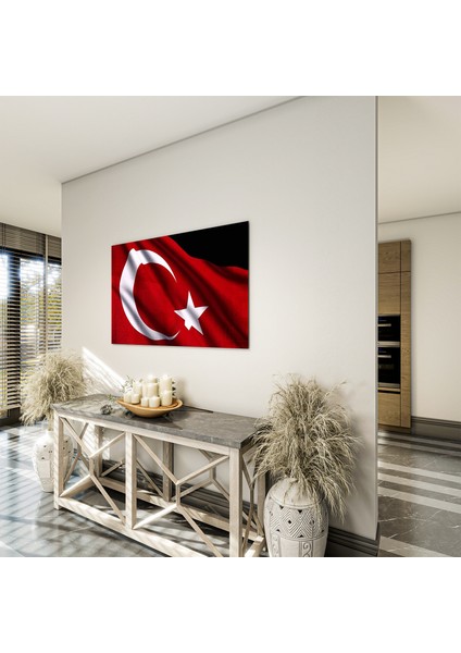 Türk Bayrağı Cam Tablo - Dikey Motif 01-004 fırsatları