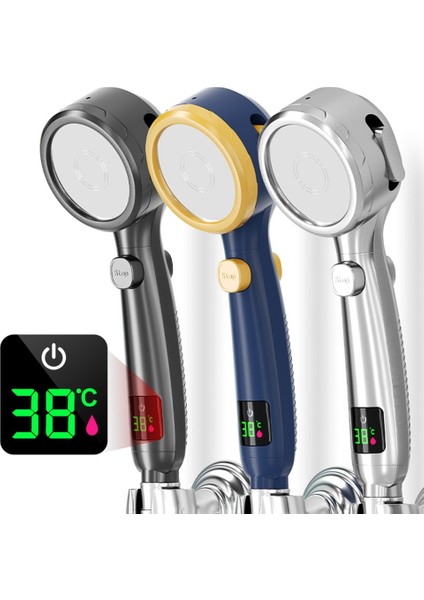 Gümüş Tarzı Duş Başlığı Su Tasarrufu 4 Mod Dijital Ekran Ayarlanabilir Yüksek Basınçlı Duş Banyo Aksesuarları Için Tek Tuşla Durdurma Suyu (Yurt Dışından) fiyatları