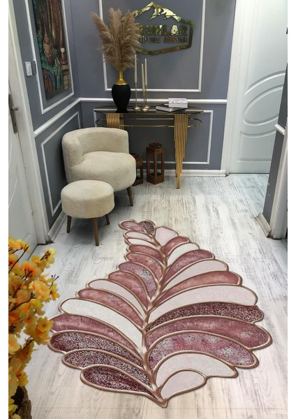 Kaymaz Taban Yıkanabilir Dijital Baskı Dekoratif Modern Desenli Elegance Serisi Lazer Kesim Dot Taban Halı ELG26