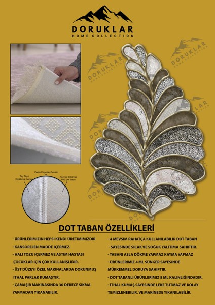 Kaymaz Taban Yıkanabilir Dijital Baskı Dekoratif Modern Desenli Elegance Serisi Lazer Kesim Dot Taban Halı ELG25