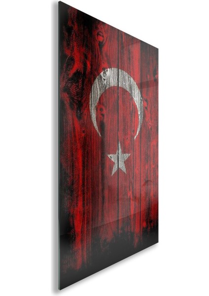 Türk Bayrağı Cam Tablo - Yatay Motif 01-020