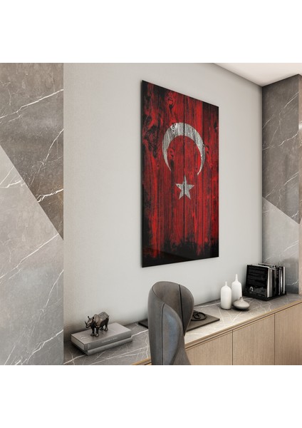 Türk Bayrağı Cam Tablo - Yatay Motif 01-020 fiyatları