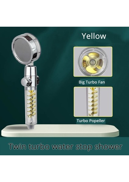 Sarı Tarzı Çiçek Kafası Su Tasarrufu Akış 360 Derece Dönen Küçük Fan Abs Yağmur Yüksek Basınçlı Püskürtme Memesi Banyo Aksesuarları (Yurt Dışından)
