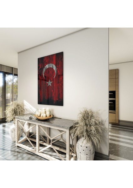 Türk Bayrağı Cam Tablo - Yatay Motif 01-020 fırsatları
