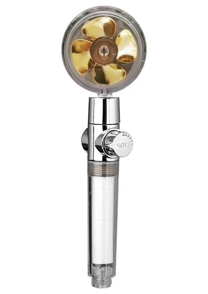 Altın Tarzı Pervaneli Duş Başlığı Yüksek Basınç Seti 360 Döndürme With1 Serbest Su Filtresi Altın Fan Turboşarj Saf Yağış Helix Eco Duş (Yurt Dışından)