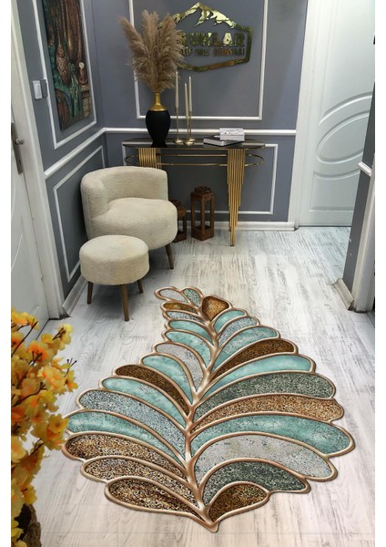 Kaymaz Taban Yıkanabilir Dijital Baskı Dekoratif Modern Desenli Elegance Serisi Lazer Kesim Dot Taban Halı ELG24