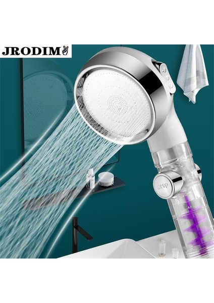 Gümüş Tarzı Basınçlı Duş Başlığı Ayarlanabilir 3 Mod Turbo Yüksek Basınçlı Su Tasarruflu Duş Başlığı Banyo Aksesuarları Spa Duş Başlığı Spreyi (Yurt Dışından)