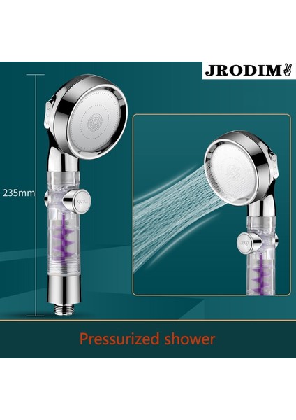 Gümüş Tarzı Basınçlı Duş Başlığı Ayarlanabilir 3 Mod Turbo Yüksek Basınçlı Su Tasarruflu Duş Başlığı Banyo Aksesuarları Spa Duş Başlığı Spreyi (Yurt Dışından)