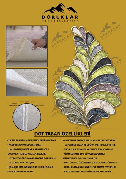 Kaymaz Taban Yıkanabilir Dijital Baskı Dekoratif Modern Desenli Elegance Serisi Lazer Kesim Dot Taban Halı ELG21 fiyatları