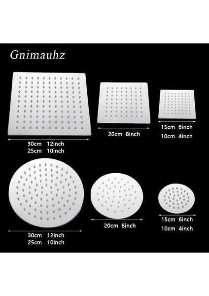 4 Inç Yuvarlak Stil Yuvarlak ve Kare Paslanmaz Çelik Duş Başlığı Yağış Yağmur Duş Başlığı Krom Yüksek Basınçlı Banyo Musluğu Dusche Ducha Yağmur Duşu (Yurt Dışından)
