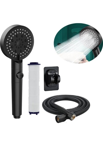 Gümüş Tarzı 5 Modlu Duş Başlığı Ayarlanabilir Yüksek Basınçlı Su Tasarruflu Duş Tek Tuşla Durdurma Su Masajlı Duş Başlığı Banyo Aksesuarları Için (Yurt Dışından)