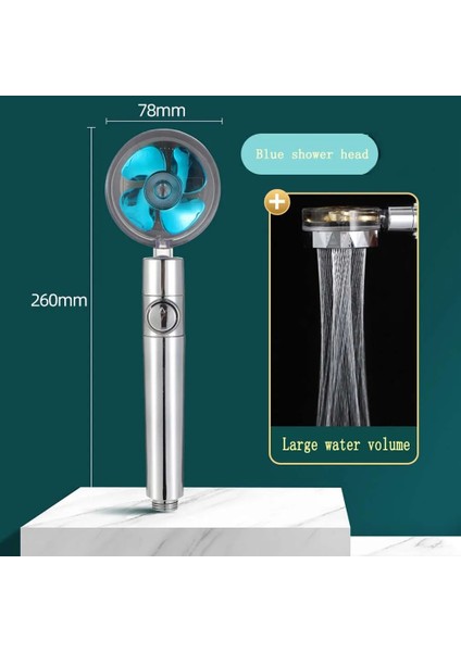Altın Turbo Şarjlı Stil Yüksek Basınçlı Su Tasarruflu Sprey Duş Başlığı 360 Döndür Yağış Duş Başlığı Fan Banyosu El Basınçlı Masajlı Duş Başlığı (Yurt Dışından)
