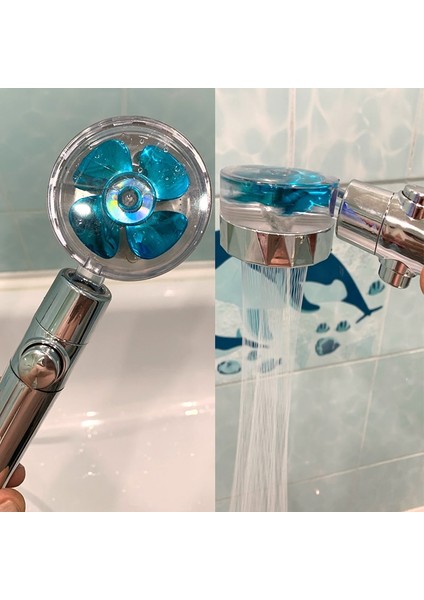 Mavi Stil Yüksek Basınçlı Duş Başlığı Filtreli Su Tasarruflu Duş Banyo Aksesuarları Güçlü Akım Artırır Turbo Cilalı Jakuzi (Yurt Dışından)