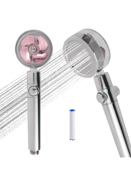 Filtre Stiliyle Pembe Banyo Su Tasarruflu Duş Başlığı Akışı 360 Derece Dönen Küçük Fan Yüksek Basınçlı Püskürtme Memesi Banyo Aksesuarları (Yurt Dışından)