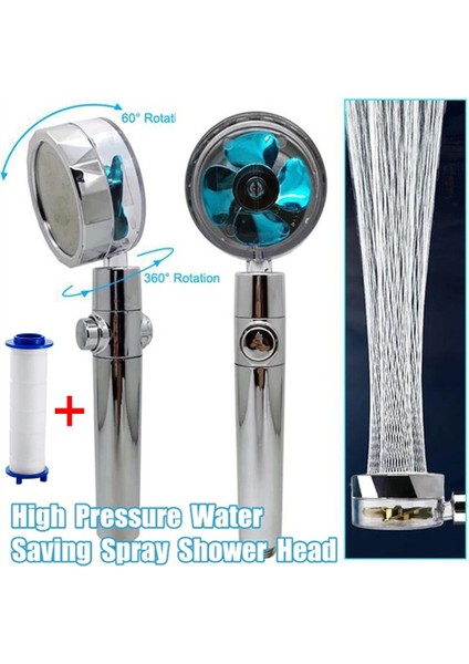 Gümüş Tarzı Duş Başlığı 360 Döndürülmüş Yüksek Basınçlı El Duş Başlığı Banyo Basınçlı Masajlı Duş Başlığı Evrensel Filtre Elemanı (Yurt Dışından)