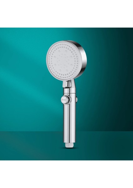 Gümüş Tarzı Ayarlanabilir Yüksek Basınçlı Duş Başlığı Tek Tuşla Durdurma Suyu 5 Vitesli Su Tasarrufu Sağlayan El Duş Başlığı Banyo Aksesuarları (Yurt Dışından)
