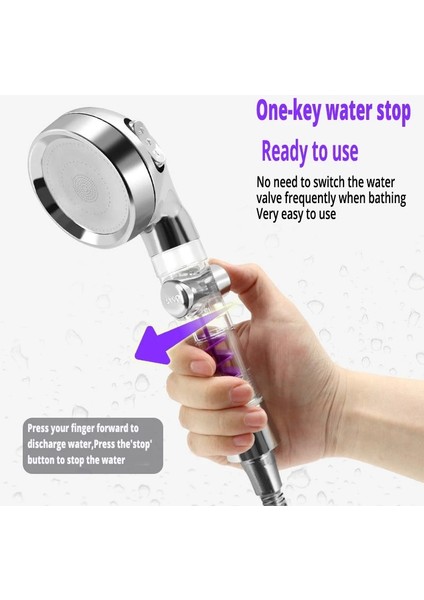 Gümüş Beyaz Tarzı Yüksek Basınçlı 3 Fonksiyonlu Spa Duş Başlığı Duş Başlığı Anahtarı ile Açma Kapama Düğmesi Filtre Banyo Başlığı Su Tasarruflu Duş Banyo (Yurt Dışından) indirimleri