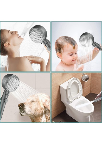 Gümüş Tarzı Ayarlanabilir Yüksek Basınçlı Duş Başlığı Tek Tuşla Durdurma Suyu 5 Vitesli Su Tasarrufu Sağlayan El Duş Başlığı Banyo Aksesuarları (Yurt Dışından) indirimleri