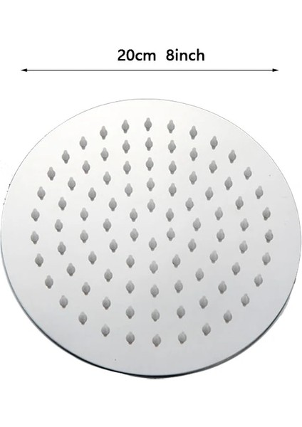 8 Inç Yuvarlak Stil Yuvarlak ve Kare Paslanmaz Çelik Duş Başlığı Yağış Yağmur Duş Başlığı Krom Yüksek Basınçlı Banyo Musluğu Dusche Ducha Yağmur Duşu (Yurt Dışından)
