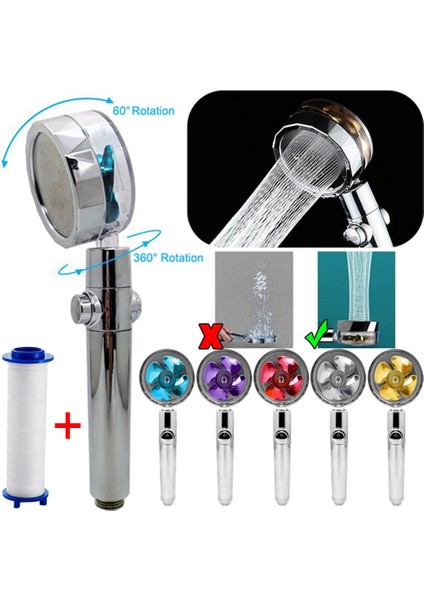 Altın Tarzı Yüksek Basınçlı Su Tasarruflu Duş Başlığı 360 Derece Dönen Yağmur Duş Başlığı El Basınçlı Masajlı Duş Başlığı Turbo Duş (Yurt Dışından)