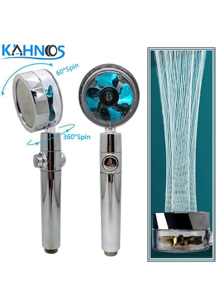 Altın Su Durdurma Stili Su Tasarrufu Akışı 360 Derece Dönen Küçük Fan Abs Yağmur Yüksek Basınçlı Püskürtme Memesi Banyo Aksesuarları Turbo (Yurt Dışından) fiyatları