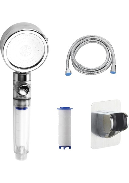 1,5 M Hortum Stili Banyo Duş Başlığı 6 Fonksiyonlu ve Yağmur Duş Başlığı Yüksek Basınç ve Hortum + Su Banyo Spa Memesi Için Tutucu Filtre Siyah (Yurt Dışından)