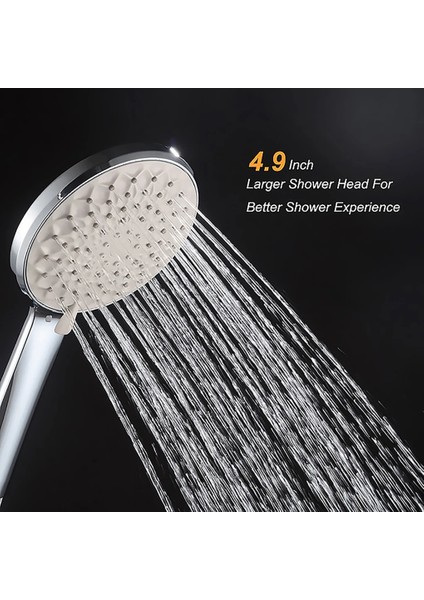 1,5 M Hortum Stili Banyo Duş Başlığı 6 Fonksiyonlu ve Yağmur Duş Başlığı Yüksek Basınç ve Hortum + Su Banyo Spa Memesi Için Tutucu Filtre Siyah (Yurt Dışından)