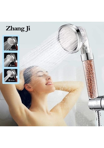 Mavi Stil Zhangji 3 Modu Banyo Duş Ayarlanabilir Jetting Duş Başlığı Yüksek Basınç Tasarruflu Su Banyo Anyon Filtresi Duş Spa Memesi (Yurt Dışından)