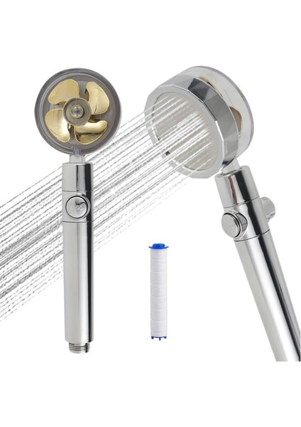 Filtre Stiliyle Sarı Banyo Su Tasarruflu Duş Başlığı Akışı 360 Derece Dönen Küçük Fan Yüksek Basınçlı Püskürtme Memesi Banyo Aksesuarları (Yurt Dışından)