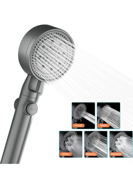 Gümüş Set B Stili Ayarlanabilir Yüksek Basınçlı Duş Başlığı Tek Tuşla Durdurma Suyu 5 Vitesli Su Tasarrufu Sağlayan El Duş Başlığı Banyo Aksesuarları (Yurt Dışından) modelleri