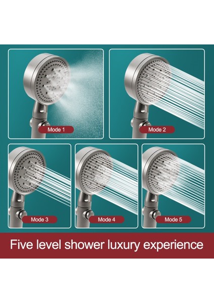 Gümüş Set B Stili Ayarlanabilir Yüksek Basınçlı Duş Başlığı Tek Tuşla Durdurma Suyu 5 Vitesli Su Tasarrufu Sağlayan El Duş Başlığı Banyo Aksesuarları (Yurt Dışından) fırsatları