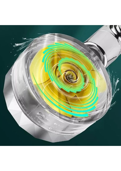 Ekstra 2 Filtre Stili Pervaneli Duş Başlığı Yüksek Basınç Seti 360 Döndürme With1 Serbest Su Filtresi Altın Fan Turboşarj Saf Yağış Helix Eco Duş (Yurt Dışından)