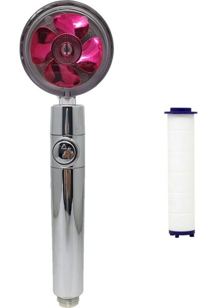 Filtre Stiliyle Kırmızı Küçük Fan ile 360 Derece Dönen Abs Yağmur Yüksek Basınçlı Püskürtme Memesi Banyo Aksesuarları Yenı Duş Başlığı Su Tasarrufu Akış (Yurt Dışından)