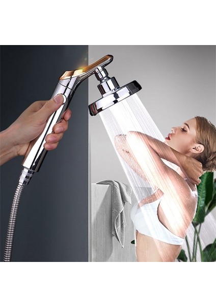 Gümüş Tarzı Yeni Duş Başlığı Banyo Döner Yüksek Basınçlı Su Tasarruflu El Duş Başlığı Ayarlanabilir Durdurma Düğmesi Su Yağmur Duş Başlıkları (Yurt Dışından)