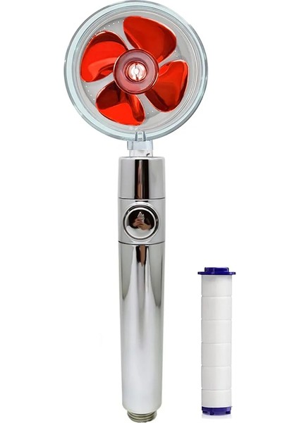 Kırmızı Pamuklu Filtre Stili 360 Derece Dönen Turbo Duş Başlığı Yüksek Basınçlı Püskürtme Memesi Filtresi Su Tasarrufu Yağmur Biçimli Duş Fan ile Banyo Aksesuarları (Yurt Dışından)