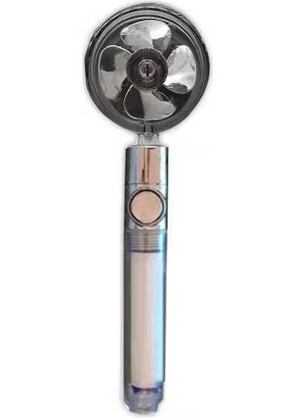 Gümüş Tarzı Duş Başlığı Su Tasarrufu Akışı Güçlü Basınçlandırma Püskürtme Memesi 360 Derece Dönen Küçük Fan ile Banyo Aksesuarları (Yurt Dışından)