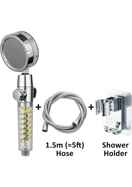 Altın Set Tarzı Yeni Iki Turbo Basınçlı Yüksek Basınçlı Duş Başlığı 360 Dönen Su Tasarruflu Duş Başlığı Fanlı El Yağış Duş Başlığı (Yurt Dışından)