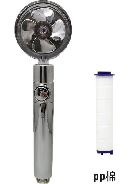 Gümüş Tarzı Çiçek Kafası Su Tasarrufu Akışı 360 Derece Dönen Küçük Fan Abs Yağmur Yüksek Basınçlı Püskürtme Memesi Banyo Aksesuarları (Yurt Dışından)